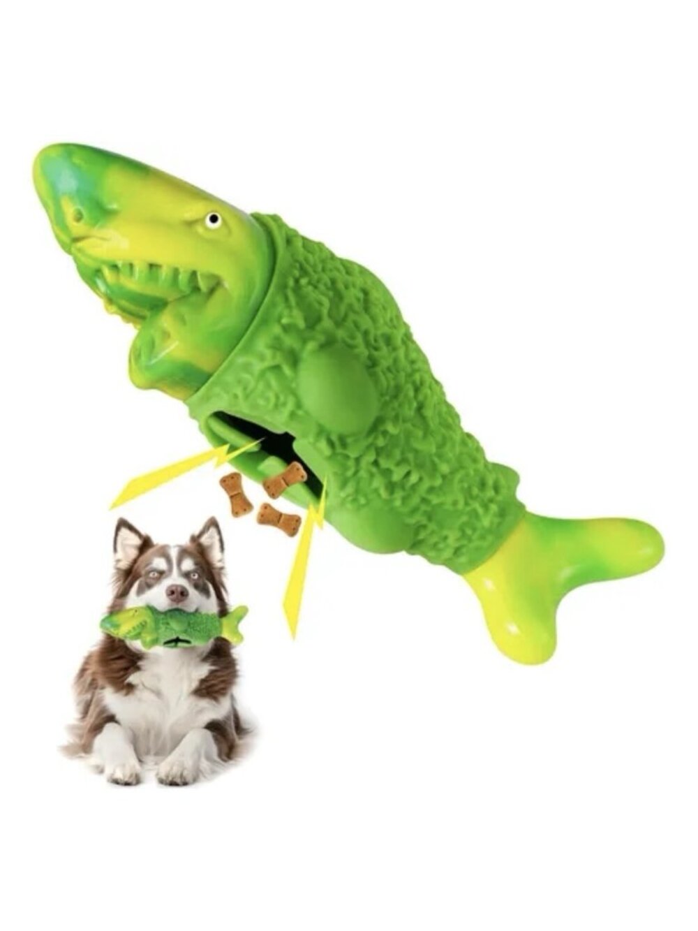 Fish-Shaped Dog Treat Dispenser - Green Silicone Slow Feeder & Enrichment Toy
